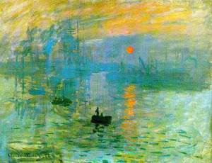 Artist: Claude Monet Title of Work: Impression, Sunrise Year Produced: 1872 Medium: Oil on Canvas Source of image: http://en.wikipedia.org/wiki/Impression,_Sunrise